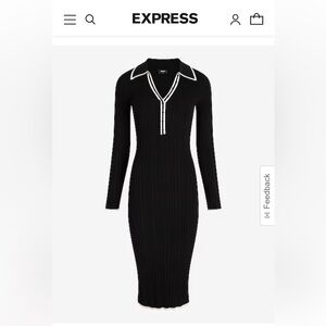 Black middi dress with white piping